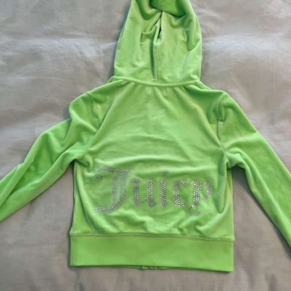 NWT Juicy Couture Women's Og Big Bling Velour Zip-up Hoodie In Sour Apple Green - Picture 4 of 5